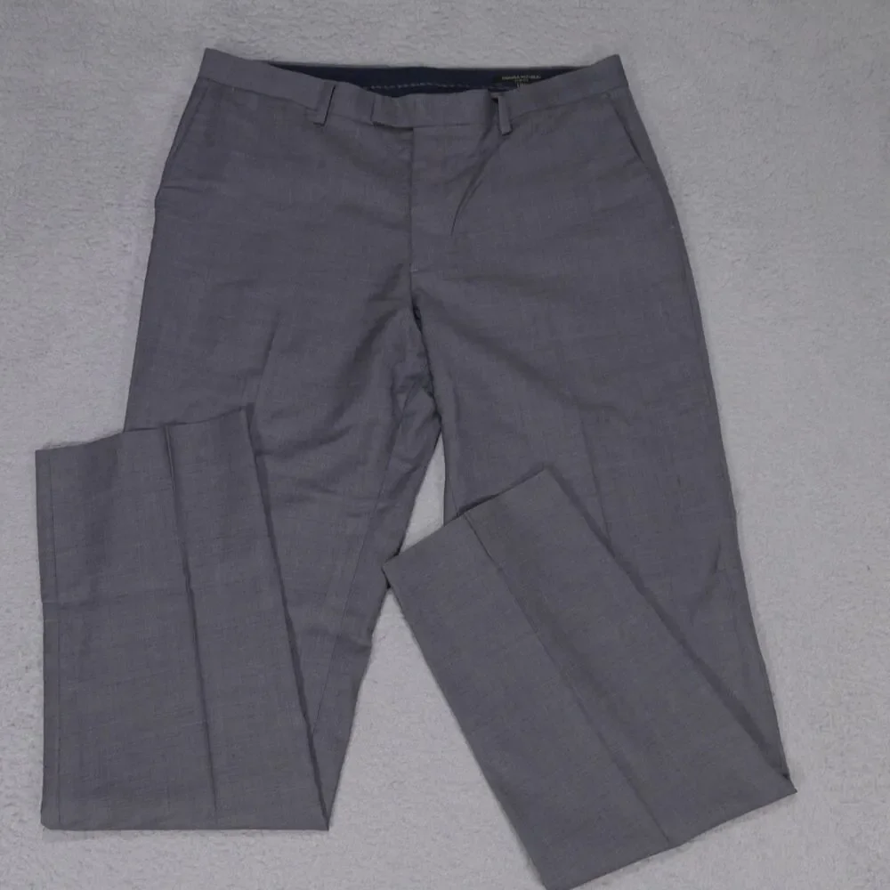 Banana Republic Modern Slim Fit Dress Pants Men's 34x32.5 Gray Flat Front Wool